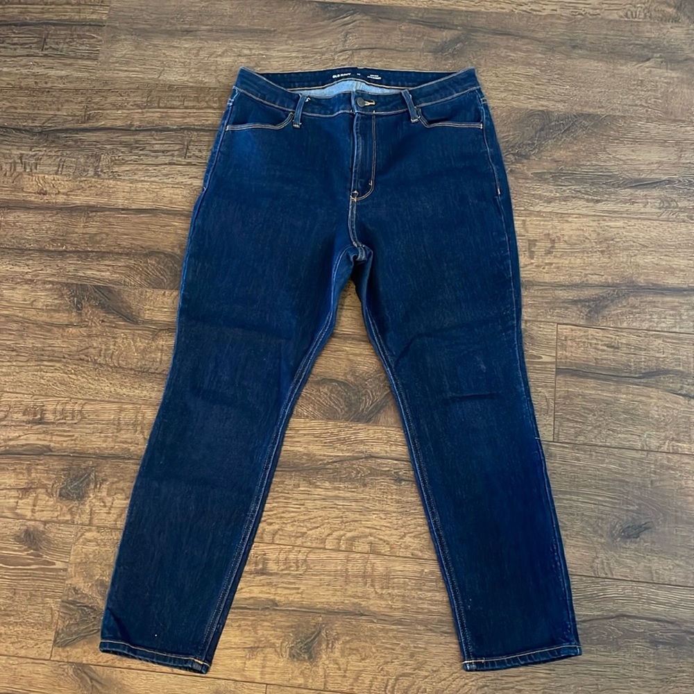 Old Navy Dark Denim High Rise Straight Jeans Size 14 Short
